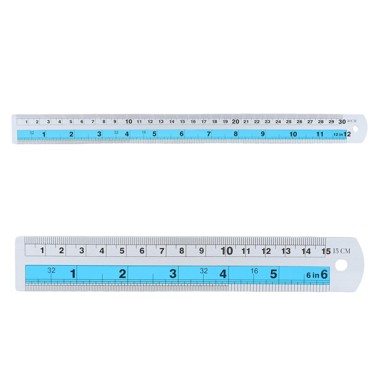 Zbiianxer Multicolor 6In & 12In Stainless Steel Ruler Set With Imperials And Metric Measurements Profession Metal Straight Edges Precisions Measurement Tool
