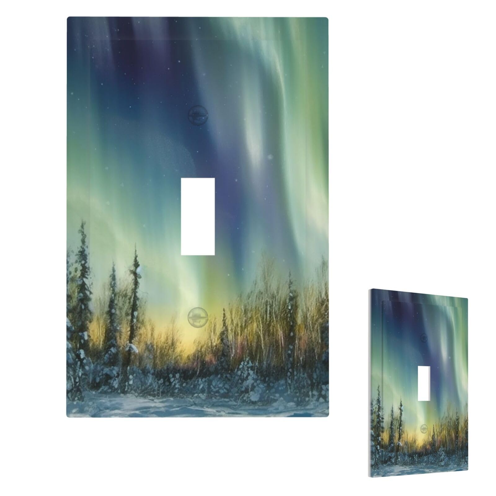 Aceprints Single Toggle Aurora Wall Plate Cover Modern Decorative Light Switch Cover Unbreakable Receptacle Outlet Covers For Living Room Bedroom Decor