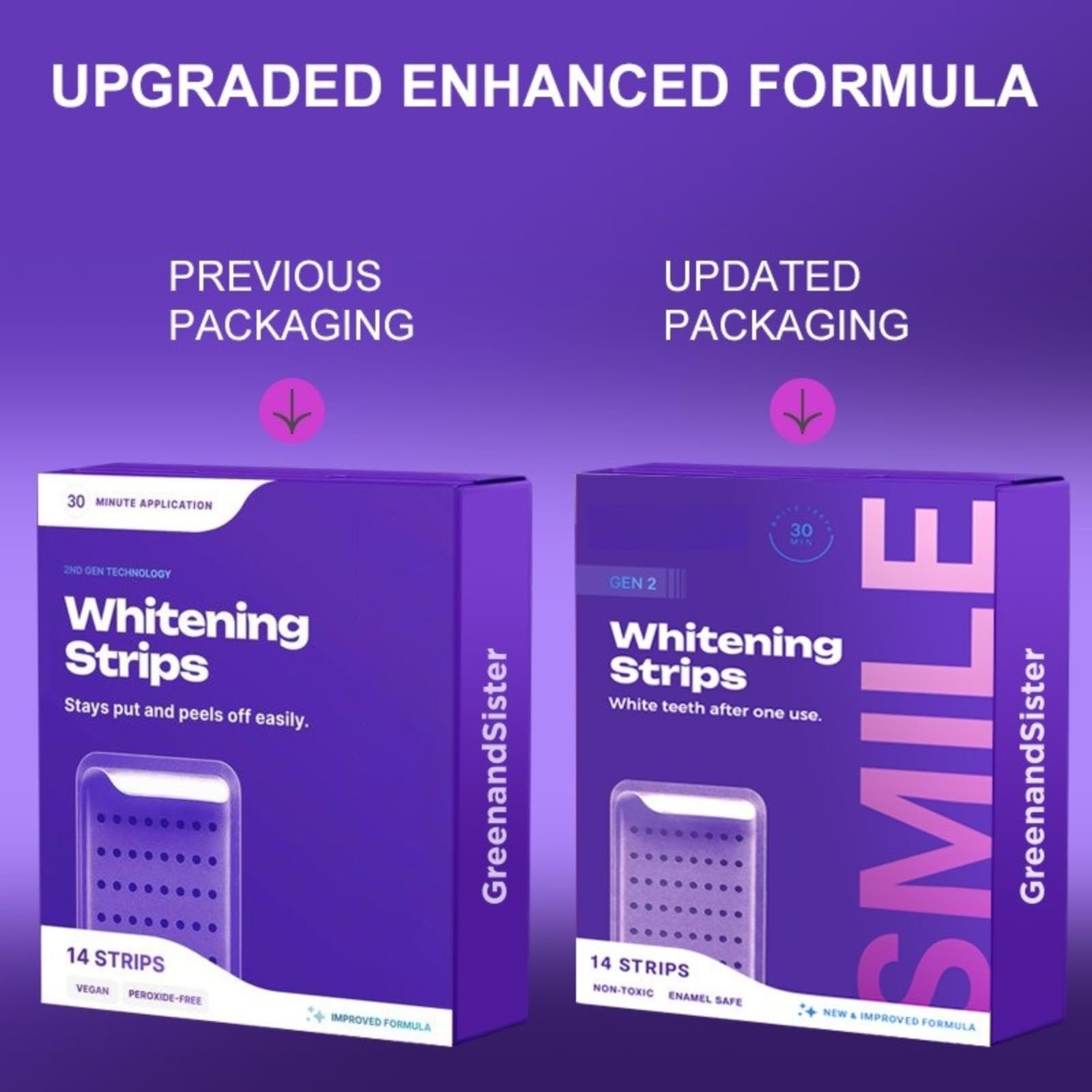 Zahnaufhellungsstreifen, violett, Set zur Zahnaufhellung ohne Peroxid | Korrektureffekt des gelben Farbtons | Whitening Strips für Zahnaufhellung in 7 Tagen, Hilfe bei der Improve Kaffee/Wein Fleck