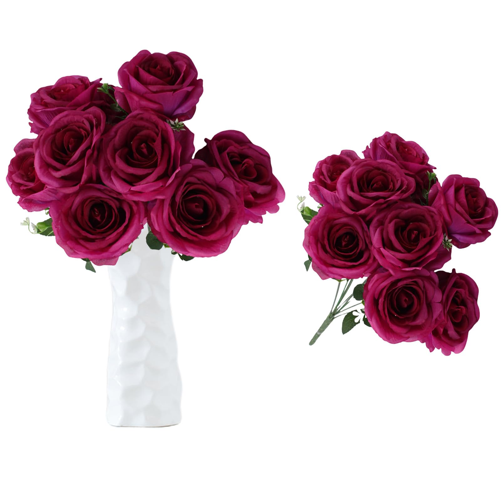 astylishome Outdoor Artificial Flowers Pink Fake Rose Flower 10 Pcs Roses with Stems for Home Wedding Hotel Office Centerpiece DIY Floral Arrangements Decor 1212