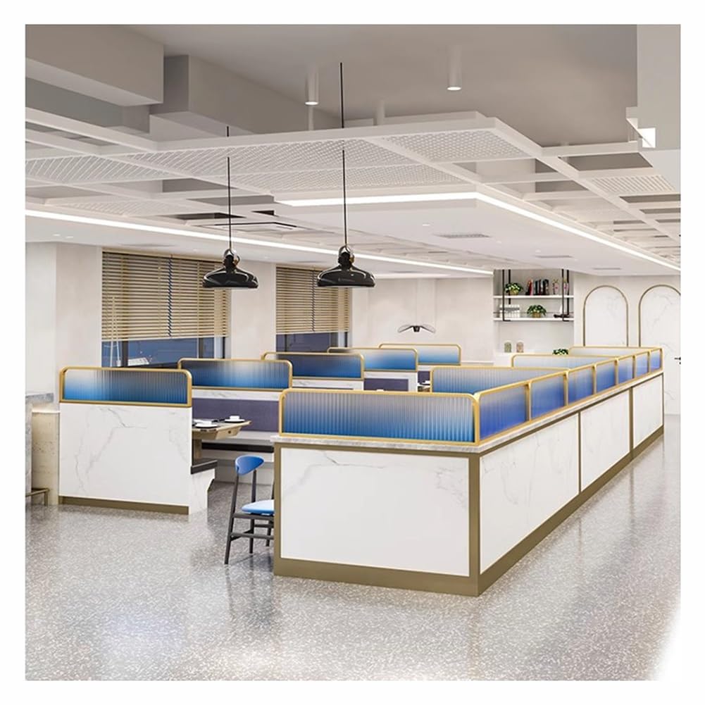 GJZQDKX Glass Countertop Divider for Dining and Office Decor Matte Striped Screen Partition for Restaurant and Public Areas