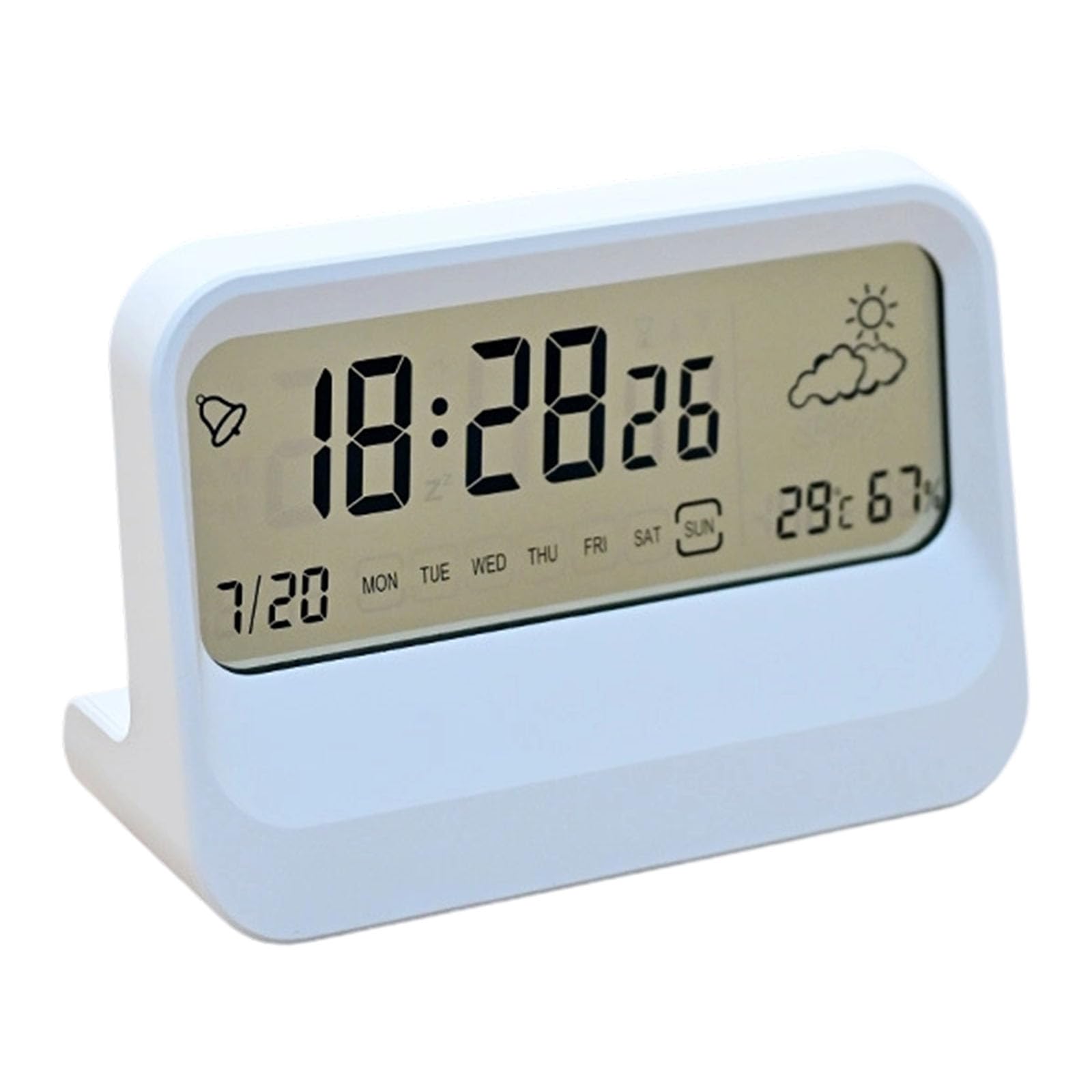 Hsioluted Digital Alarm Clock for Bedroom Desk Clocks with Day of Week Temperature Weather Digital Clock Duals Alarms Day Date with Sun/Icons
