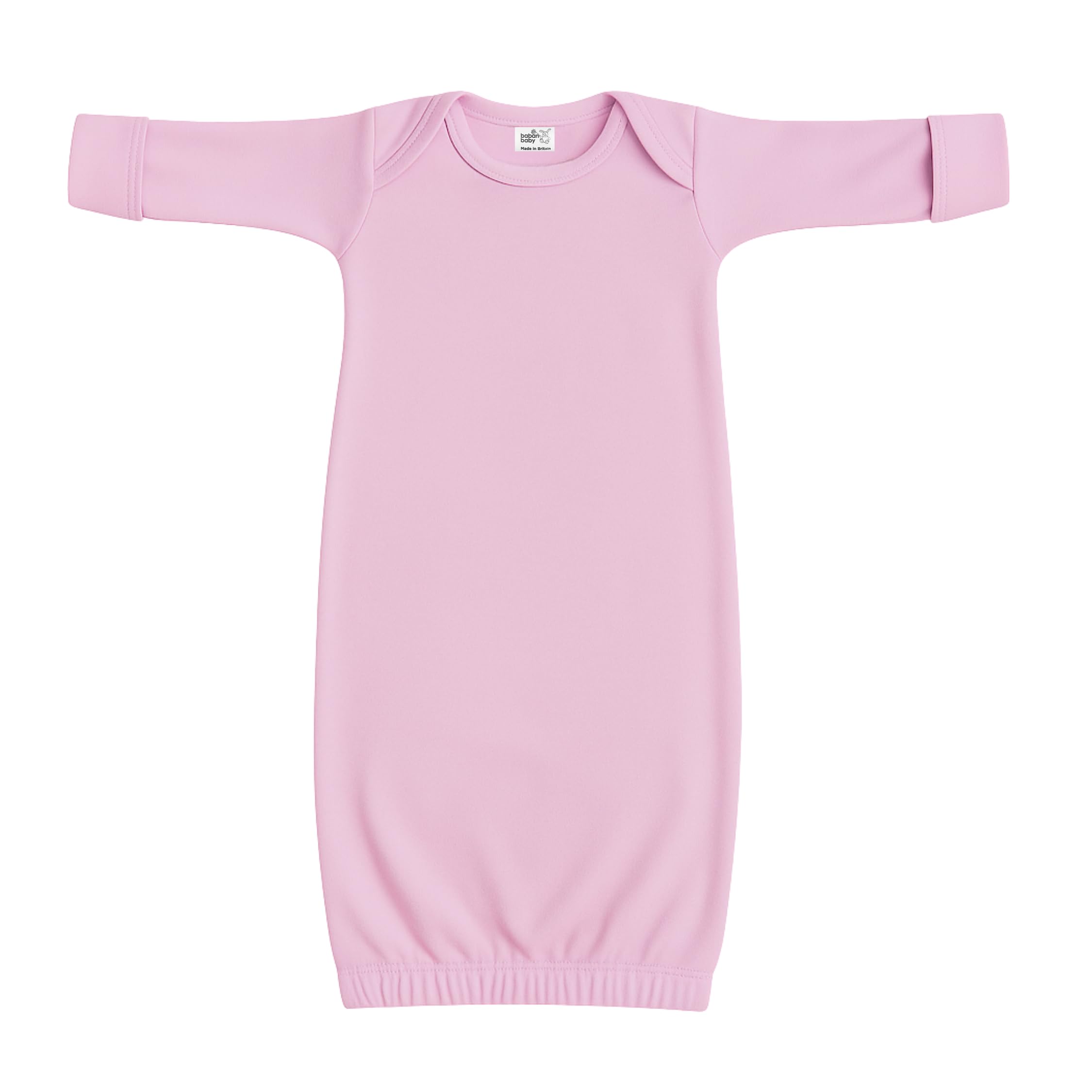 Baban Baby Men's Pink Nightgown - Plain Cotton Baby Nightie For Boys And Girls, Made In Britain Newborn