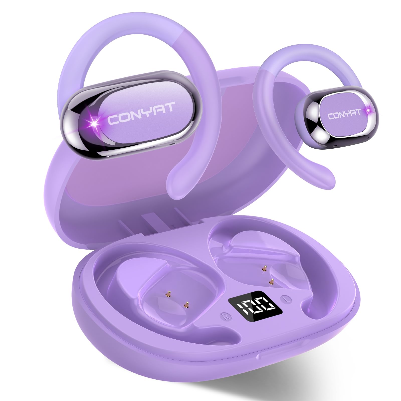 orecchietti bluetooth 164 lingue 58 ore紫色开放式语音翻译耳机