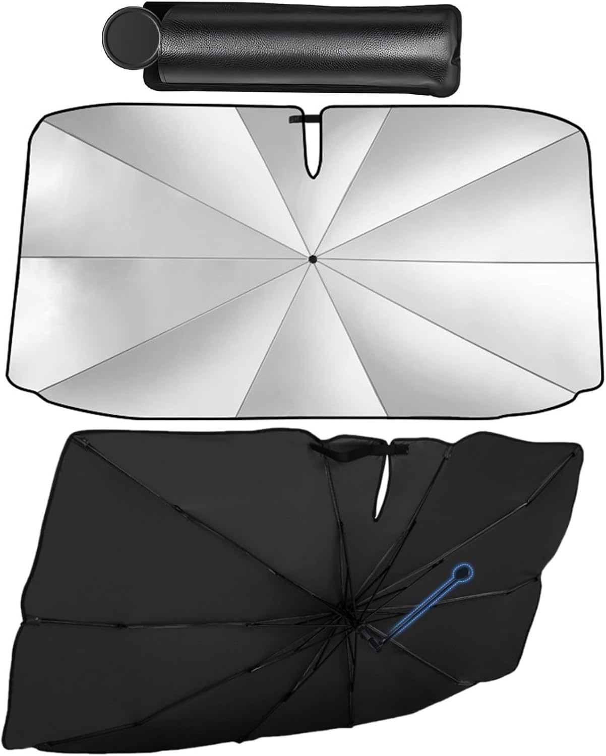 Sun Protection Car Windscreen 145 x 79 cm, Windscreen Comes with Storage Bag, for Certain Saloons, Vans & SUVs