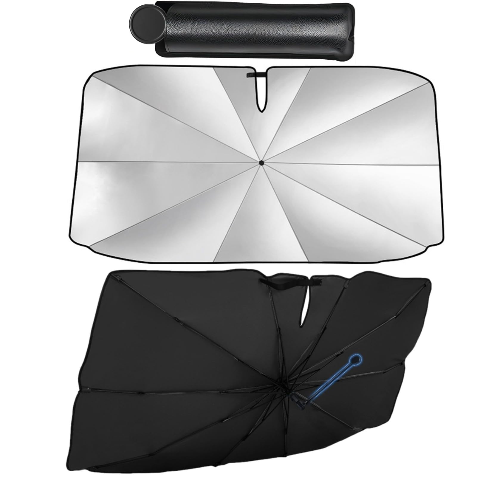 Pare-Soleil Avant Voiture 140x79 Cm - Protection Solaire Avec Sac Rangement - Pour Berlines, SUV Et Camionnettes