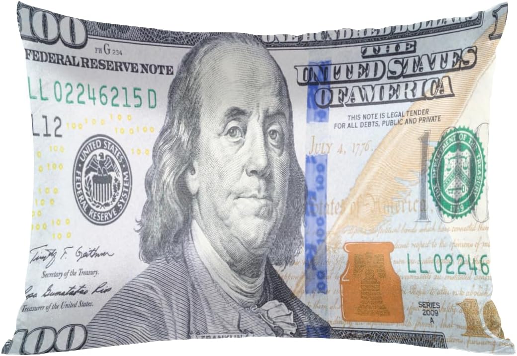 Money Throw Pillow Cover Queen Size Set of 2,100 Dollar