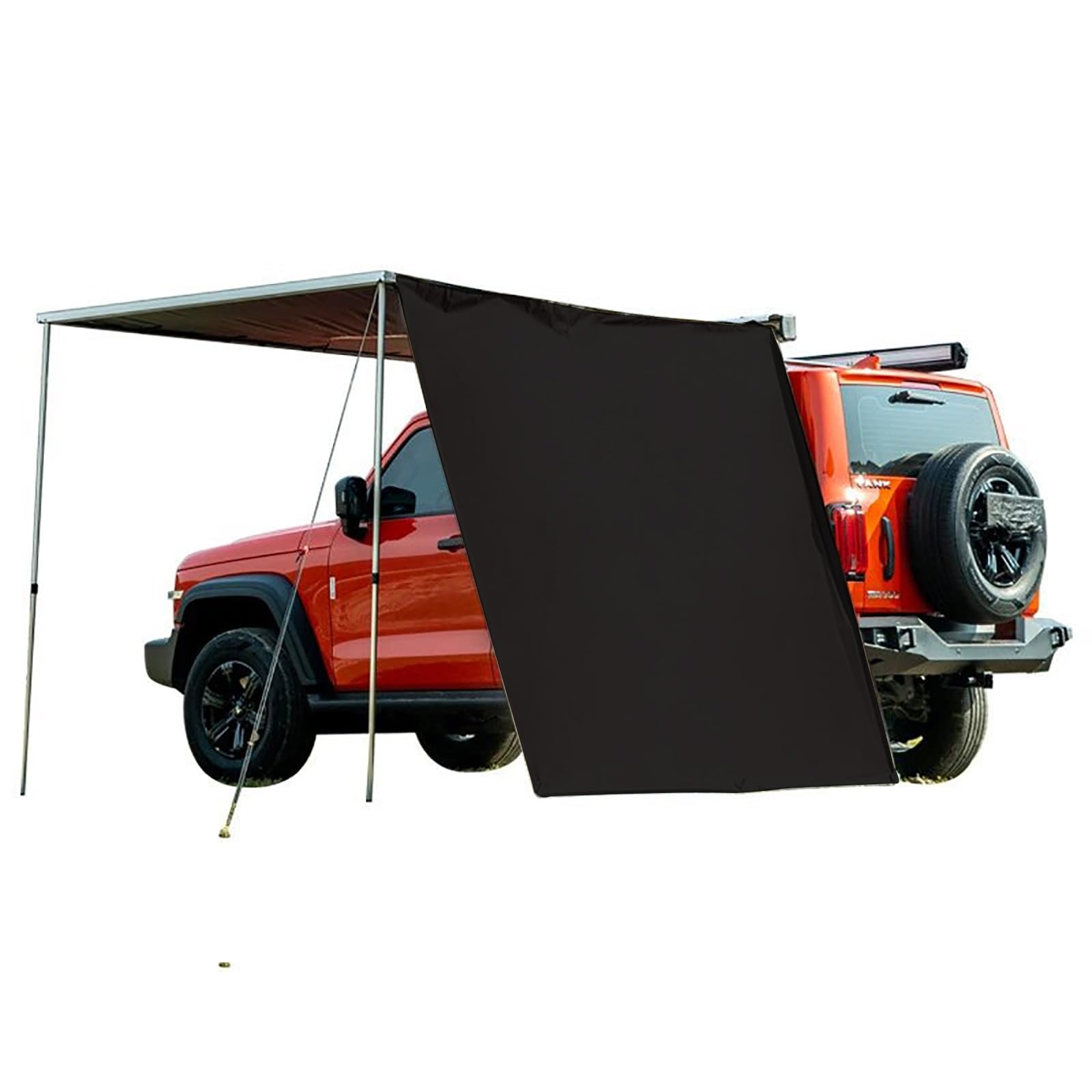 FHRKA Overlanding Car Side Awning W/Side Extension, Rooftop Vehicle Awning Camping,Pull Out Tent Shelter,RV Awnings PU5000mm Shade (Black 200x300cm/6.6x9.8ft)