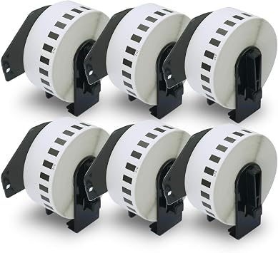 BETCKEY - 6 Rolls DK-22210 Labels, 29mm x 30.48m, 6 Continuous Length Paper Labels Compatible with Brother QL Label Printers