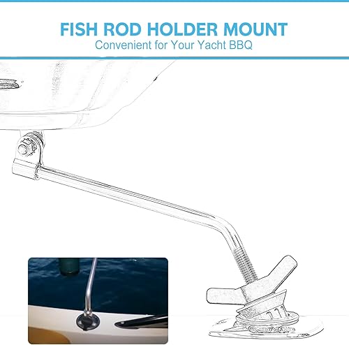 Miniatura 2 de TOPOWN Soporte de caña de pescar de aluminio para hervidor de agua marina, se adapta a soportes cilíndricos estándar con una funda de goma interna