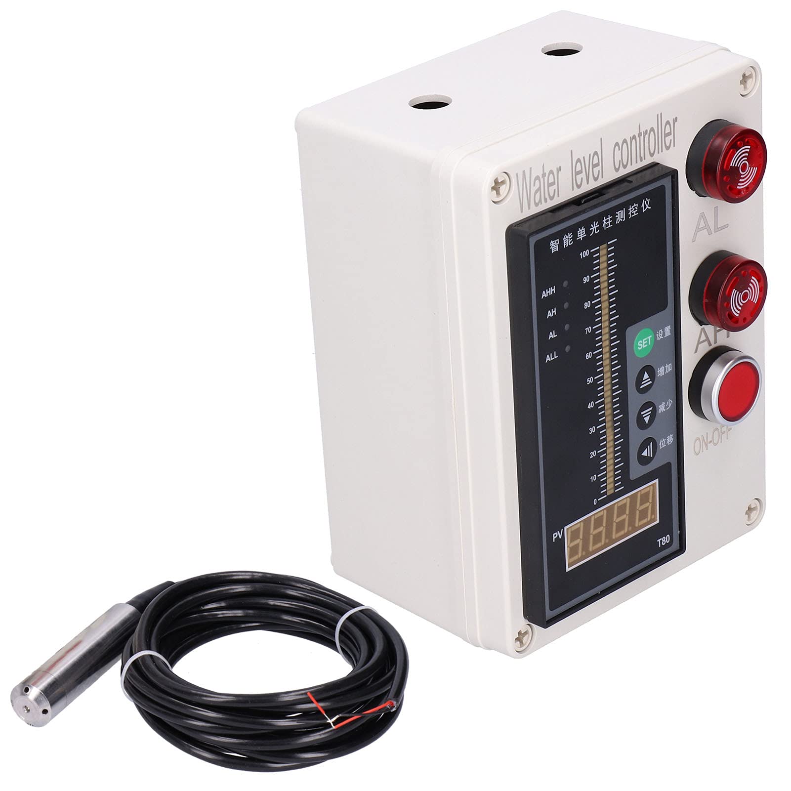 Tanque indicador de nivel de agua, AC 200V 0-300M ±0.5% F.S Instrumento controlador de nivel de líquido con alarma