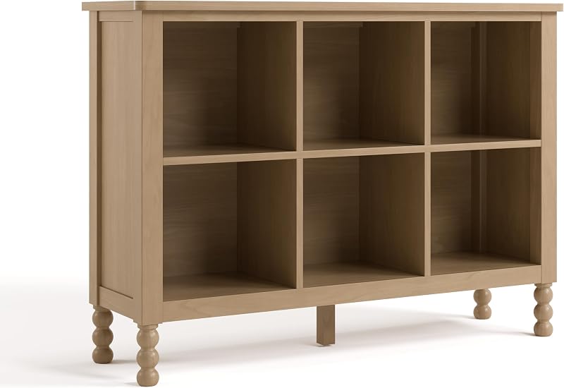 Storkcraft Rio 6 Cube Storage Organizer Bookcase, Driftwood | GREENGUARD Gold Certified, Montessori Bookshelf & Toy Storage for Kids, Nursery Solid Wood Cubby, Kids Bedroom or Playroom