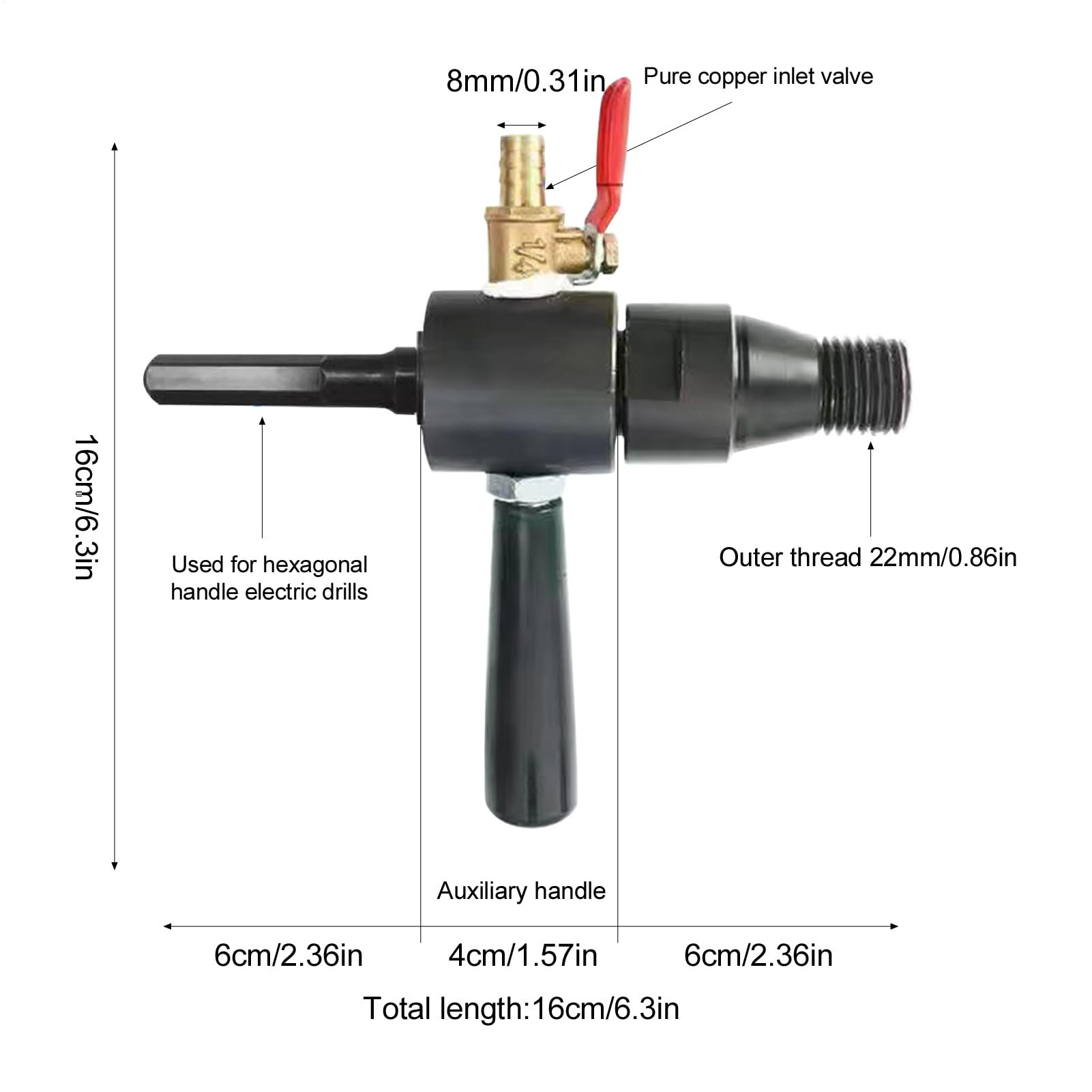 Wasserbohrer Spiralbohrwerkzeug für elektrische Bohrmaschine, Adapter für