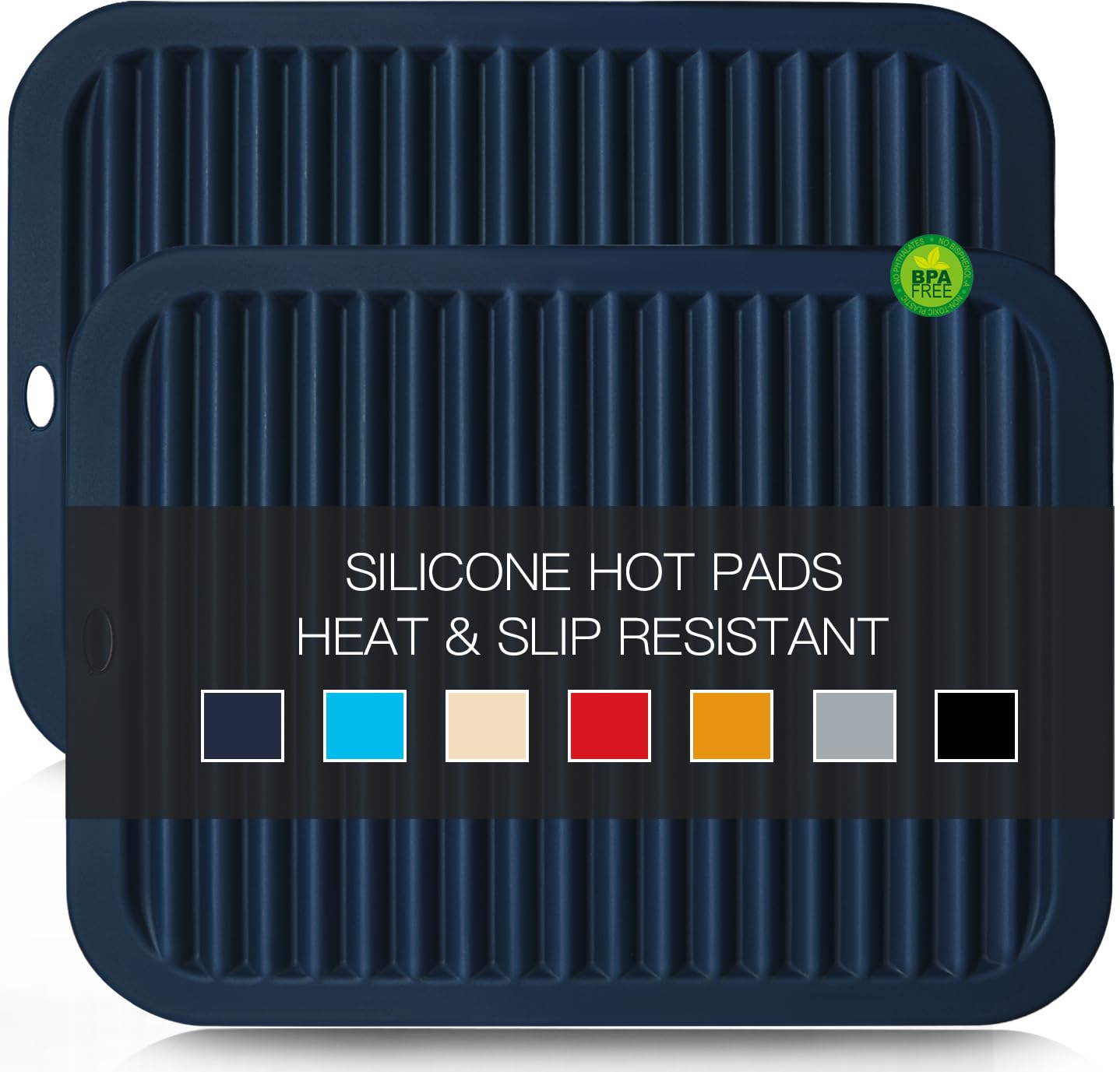 Silicone Mats for Kitchen Counter, 9x12'' Trivets for Hot Pots and Pans, Navy Blue Silicone Trivets for Hot Dishes, Protect Table Quartz Countertops