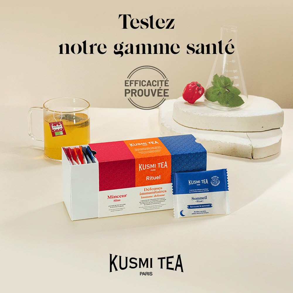 Kusmi Tea - Coffret Decouvert "Les Rituels" - Gamme santé - Assortiment de Thés Verts et Infusion Bio - Idée Cadeau - 24 Sachets - 3 Recettes Délicieuses