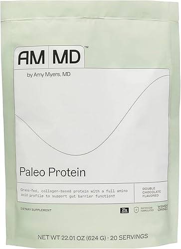 Amy Myers MD Proteína en Polvo Paleo - Doble Chocolate, 20 Porciones - Suplemento de Proteína Basado en Colágeno para el Apoyo de la Función