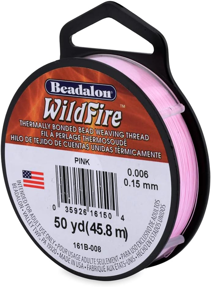 Beadalon Wildfire, 0.006 in, 0.15 mm, Break Strength 10 lb / 4.5 kg, Pink, 50 yd / 45 m