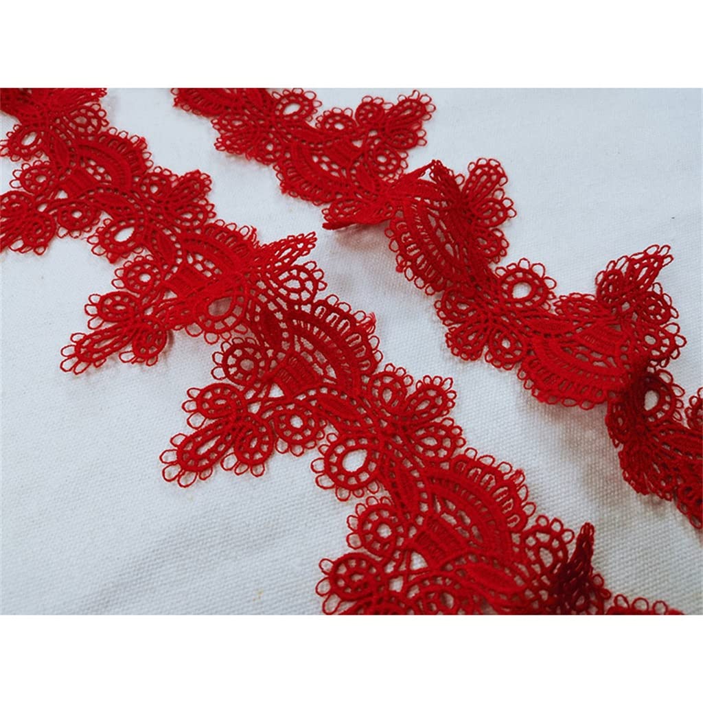 Générique Garniture de Bord de Ruban brodé en Tissu de Dentelle Soluble dans l'eau Rouge pour Rideaux Robe de mariée Bricolage Accessoires de Couture (Rosso 6cm)