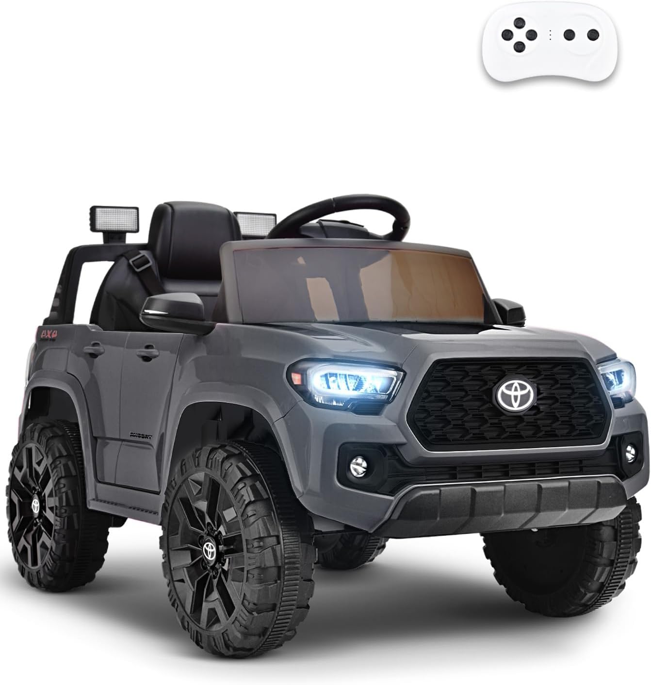 Blitzshark 12V Kids Ride on Car Licensed Toyota Tacoma Battery Powered Motorized Electric Vehicle, with Remote Control, Digital Display, Spring Suspension, Storage Space, Music &FM, White