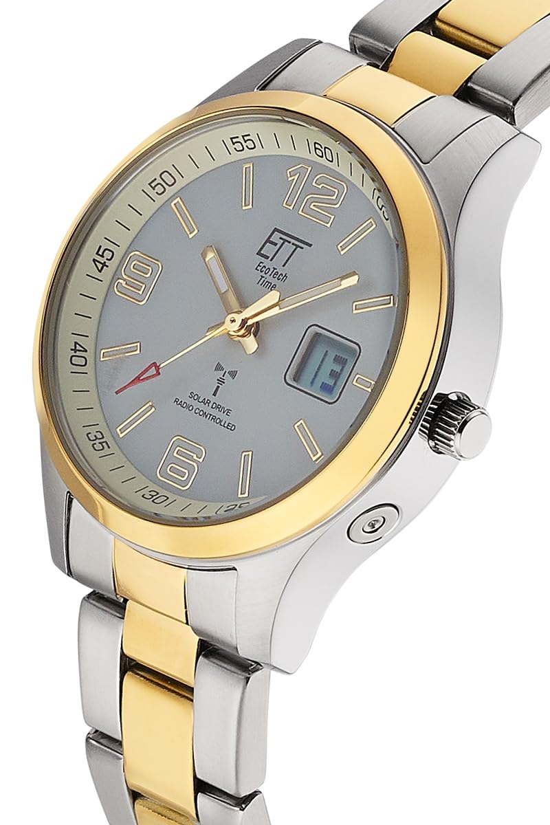 ETT Eco Tech Time Funk Solar Damen Uhr Analog mit Edelstahl Armband ELS-11590-12M