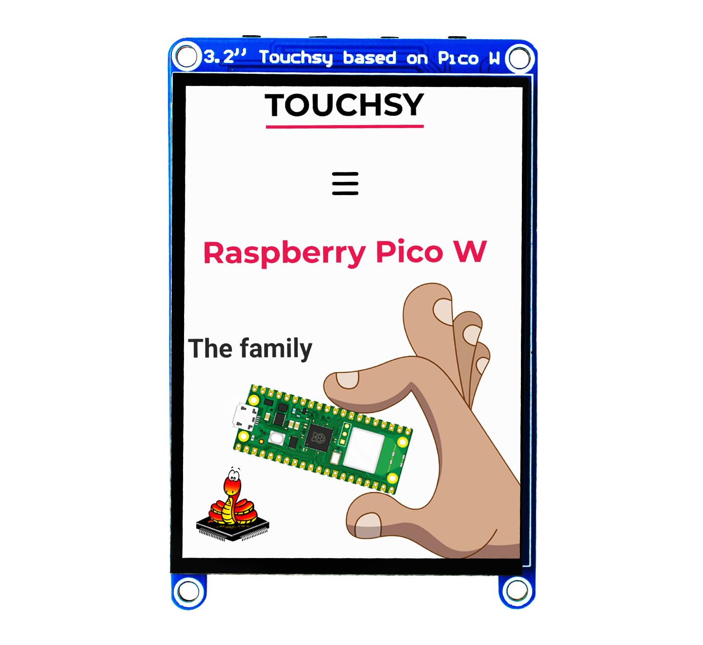 Touchsy 3,2-calowy wyświetlacz LCD oparty na Raspberry Pi Pico W, interfejs 3,2" SPI Raspberry Pi Pico ekran dotykowy z wbudowanym Pico W, 4 programowalne przyciski i joystick (pojemnościowy dotykowy)