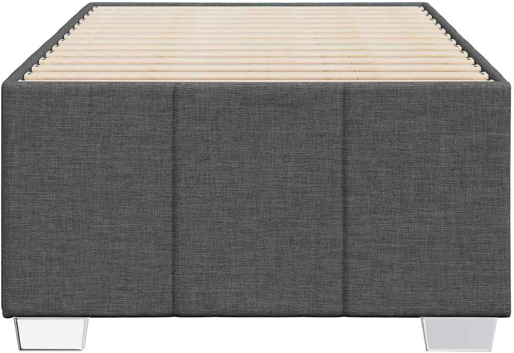 Twin Bed Frame Dark Gray Polyester Upholstery Engineered Wood Platform Foundation with Sturdy Slatted Support Easy-Assembly Modern Minimalist Bedroom Furniture
