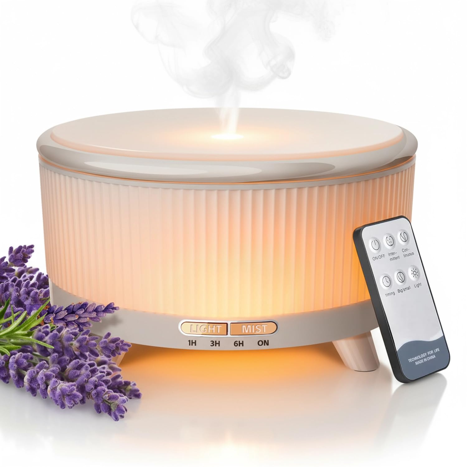 20-Hour Long-Lasting Aromatherapy 500ML Large Essential Oil Diffuser Ultrasonic Cool Mist Humidifier with Remote Control 7 Color Lights