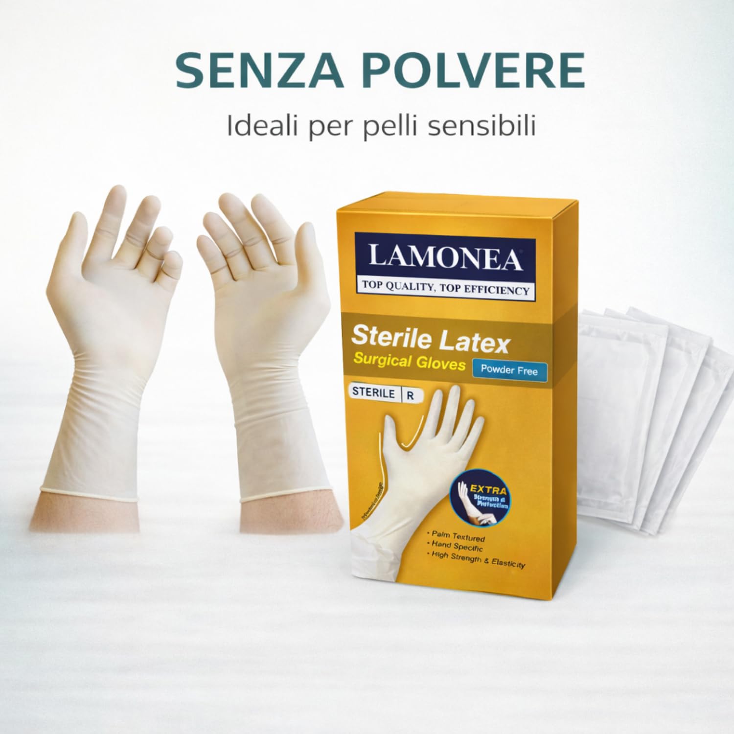 Guantes quirúrgicos estériles, con polvo y sin polvo, envasados por pares individualmente (50 pares, sin polvo, 8) TG-583994806