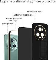 Vista 7 de Compatible con Honor Magic 5 Pro Funda de silicona rosa, chapado Honor Magic 5 Pro, funda delgada y suave a prueba de golpes (negro)