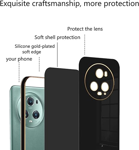 Miniatura 7 de Compatible con Honor Magic 5 Pro Funda de silicona rosa, chapado Honor Magic 5 Pro, funda delgada y suave a prueba de golpes (negro)