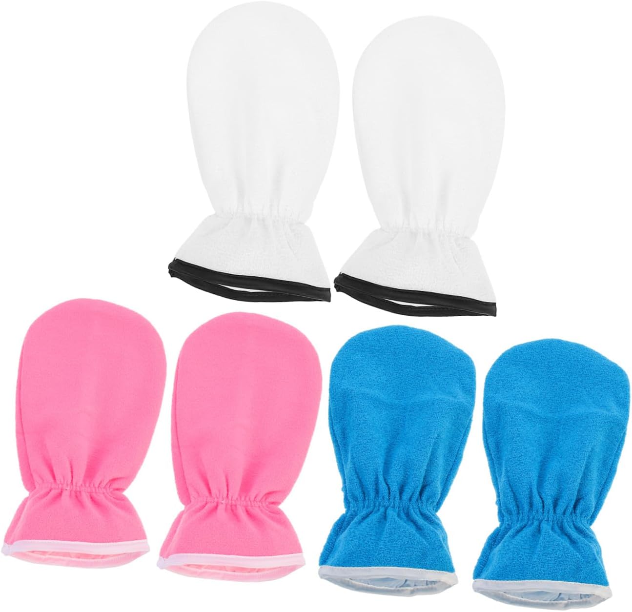 3 Pairs Paraffin Wax Hand Care Gloves Thermal Insulation Moisturizing Mitts for Use with Elastic White, Blue, Pink