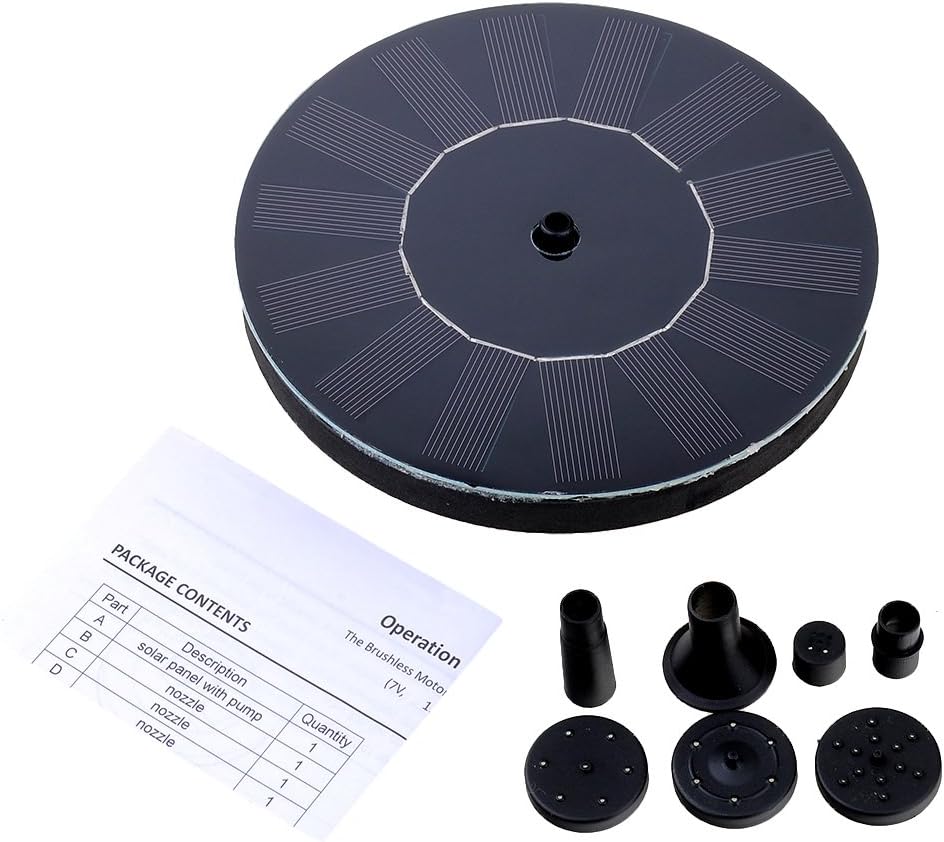 COSANSYS1.4 W Power Panel Kit Solar Water Pump for Birdbath Fountain Pool Garden