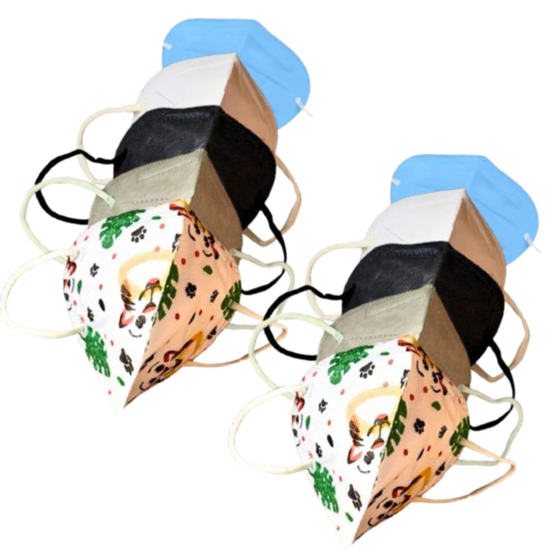MINETREE (Pack of 10 (MULTI COLOR) Premium N95 Mask For Men and Women with Mask Adjuster - Washable - Reusable - Pollution - Protection - Advance Filtration-picture-30