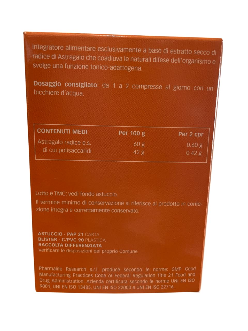 Pharmalife - Astragalo puro - 60 compresse