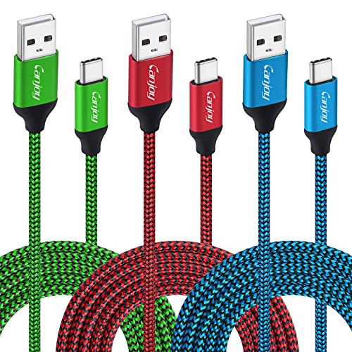Canjoy USB Type C Cable, 3Pack 10ft Extra Long USB Type C Cable Braided Fast Charging Cord for Samsung Galaxy S10,S10+, S9 S8 Plus Note 9 8,Moto X4 Z2, Google Pixel XL,Nexus 5X 6P(Blue Red Green)