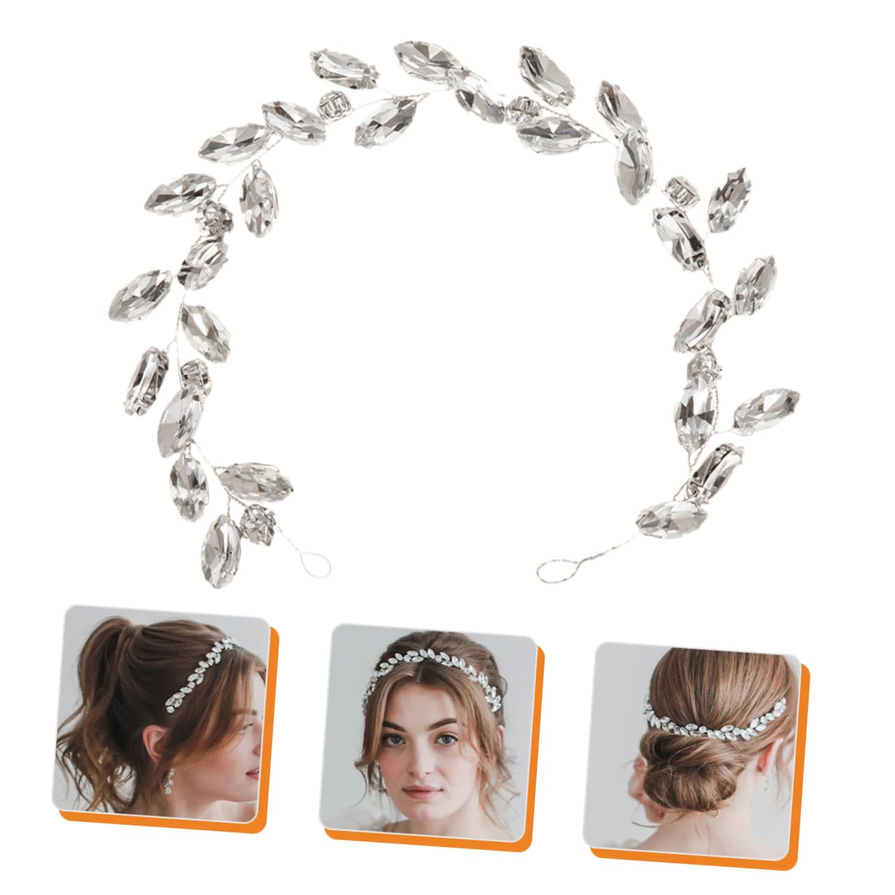 Abaodam 4 Piezas Diadema De Diamantes De Imitación Accesorios Para El Cabello Para Mujeres Diadema De Aleta Vid De Pelo Nupcial Ojo De Caballo Enredadera El Plastico Novia