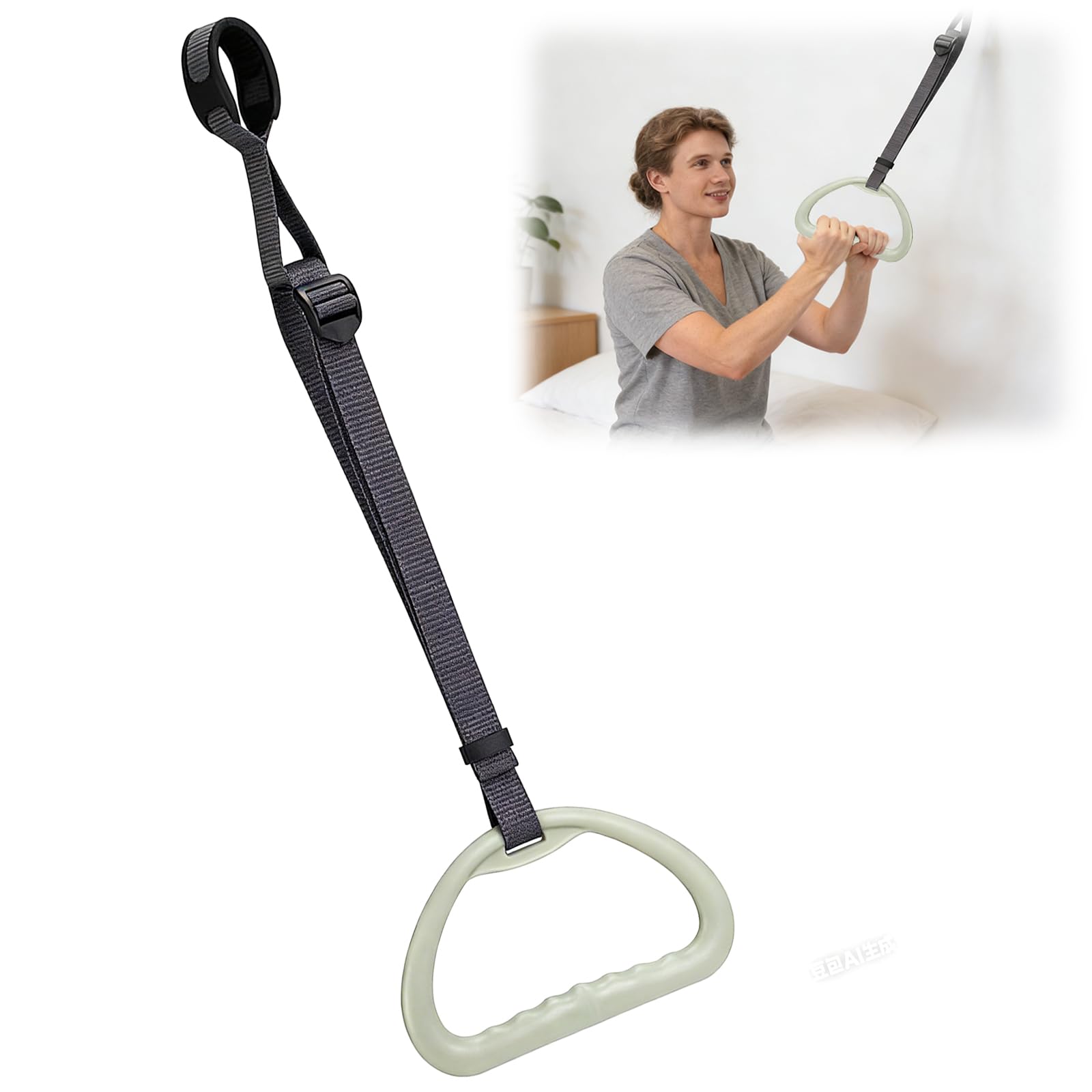 Foonary Manopola trapezoidale antiscivolo con cinghia regolabile, ergonomica, manico regolabile in altezza, manico eretto, impugnatura verticale per aiuti di costruzione, manico di ricambio
