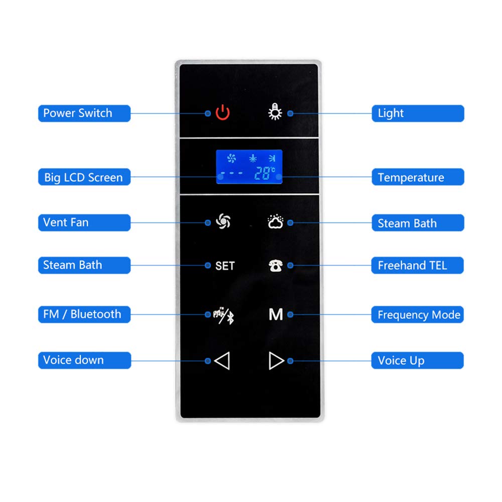 3kw. Maszyna do montażu ściennego Sauna Steam Maszyna Prysznicowe Akcesoria do kąpieli parowej Zestawy z Sauna Telefonu Bluetooth Sauna LCD Wyświetlacz Potężny, prosty(VS-9007W-W)