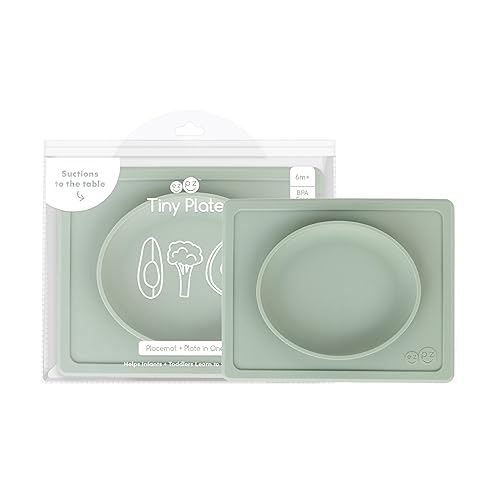 Miniatura 14 de ezpz Tiny Bowl (Azul) – 6 meses + – Mantel individual de succión 100% silicona + cuenco para bebés – Se adapta a todas las bandejas de silla alta