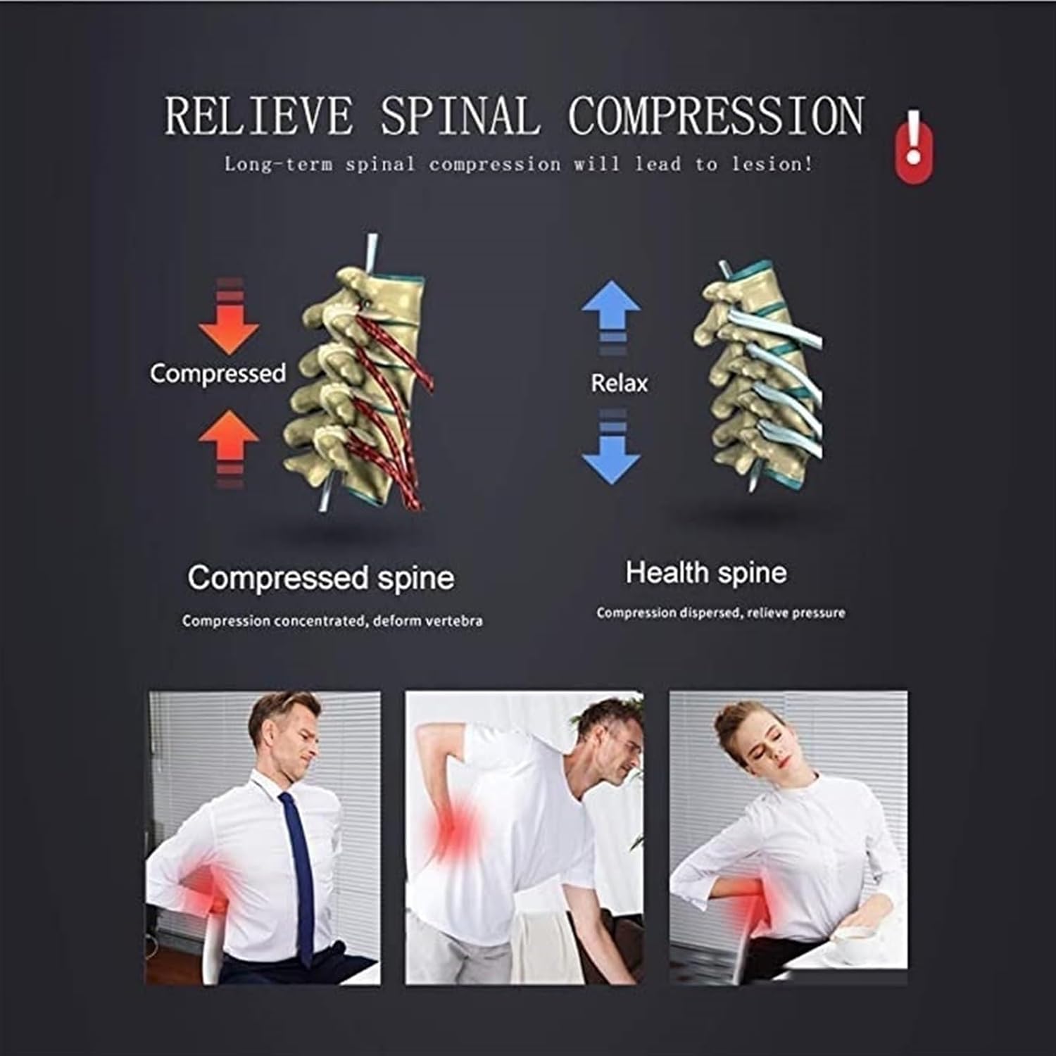 Back Support Decompression Belt Lower Back Brace Lumbar Support Back Traction for Sciatica disc Relief Massage Belt for Lower Back Pain Relief (Color : Red) (Red)
