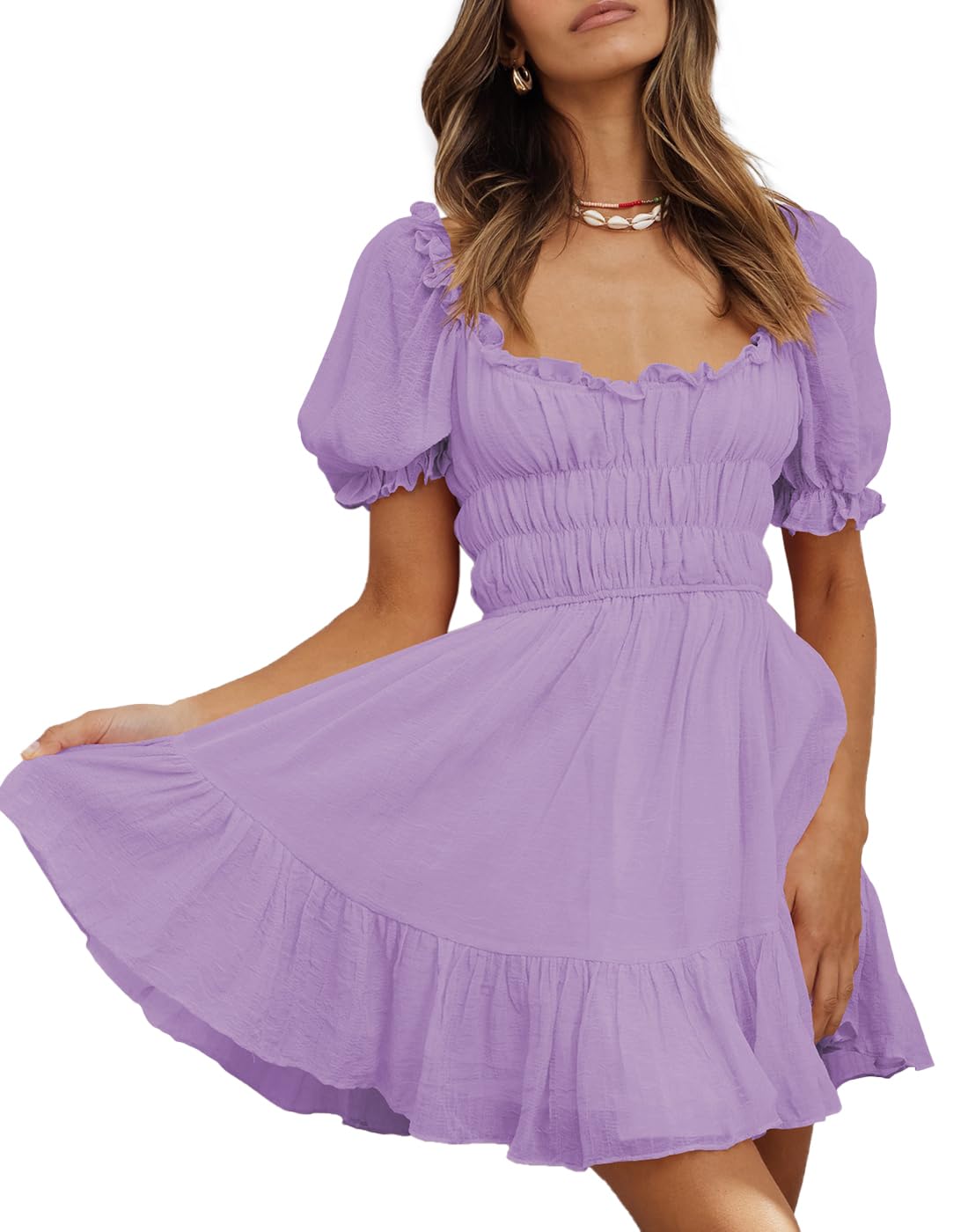 purple flowy mini dress Alyce Paris 40101 - Short Beaded/Satin Chiffon A-line Dress main image 0