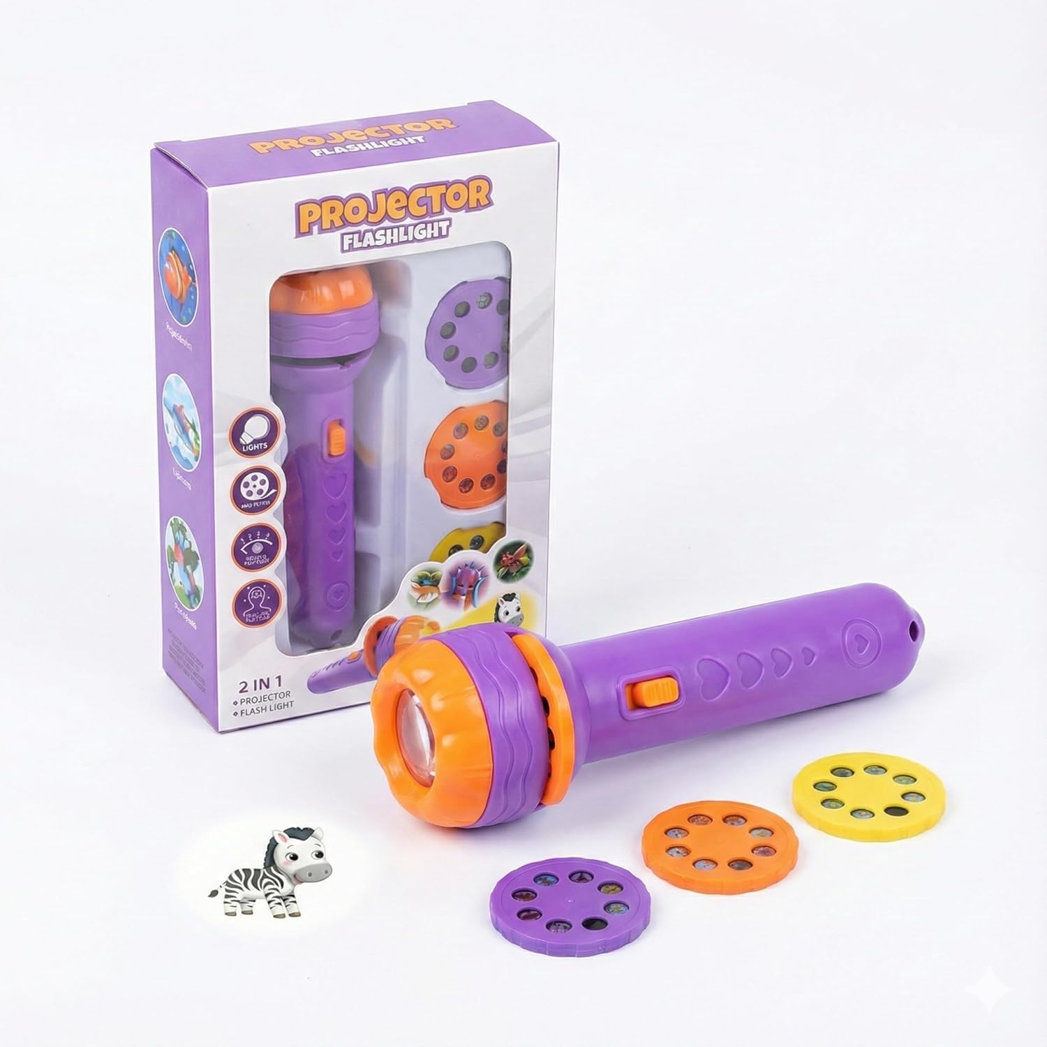 Projector Flashlight Toy with Image Projection Slides | Educational Projection Torch for Storytelling & Learning | Portable Battery Operated Toy Flashlight for Indoor Play-image-0