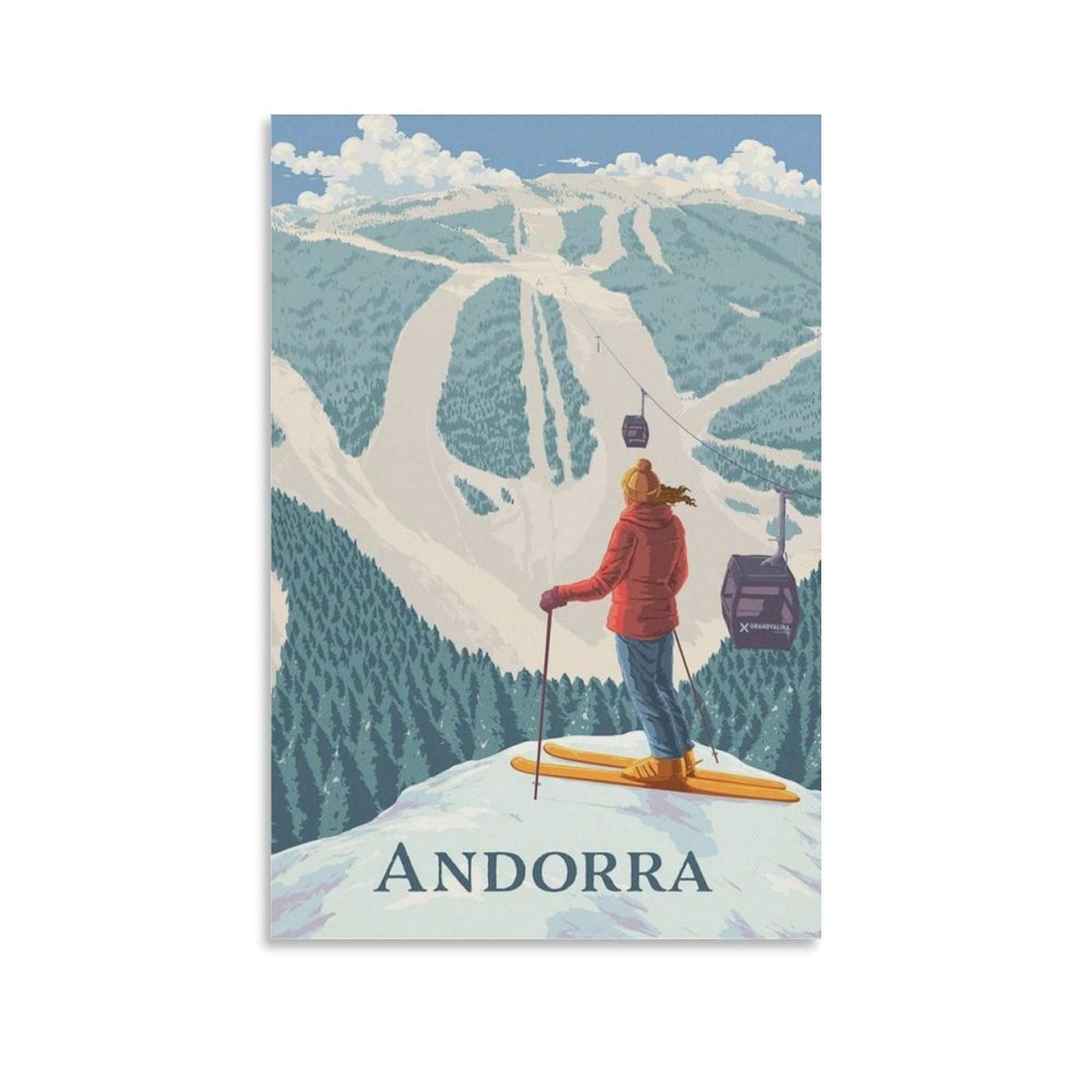 WLQZFRWV Andorra Ski Resort Poster Canvas Poster Wall Art Decor Print Picture Paintings for Living Room Bedroom Decoration 12x18inch(30x45cm)