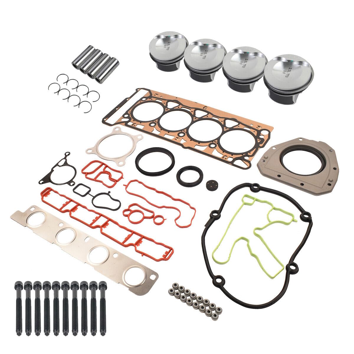 Kit Guarnizioni Pistone E Testata ø21mm Compatibile con E0S Scir0cc0 Sha-ran Je-tta A3 TT 2.0 T CBFA CCTA 06H107065DD