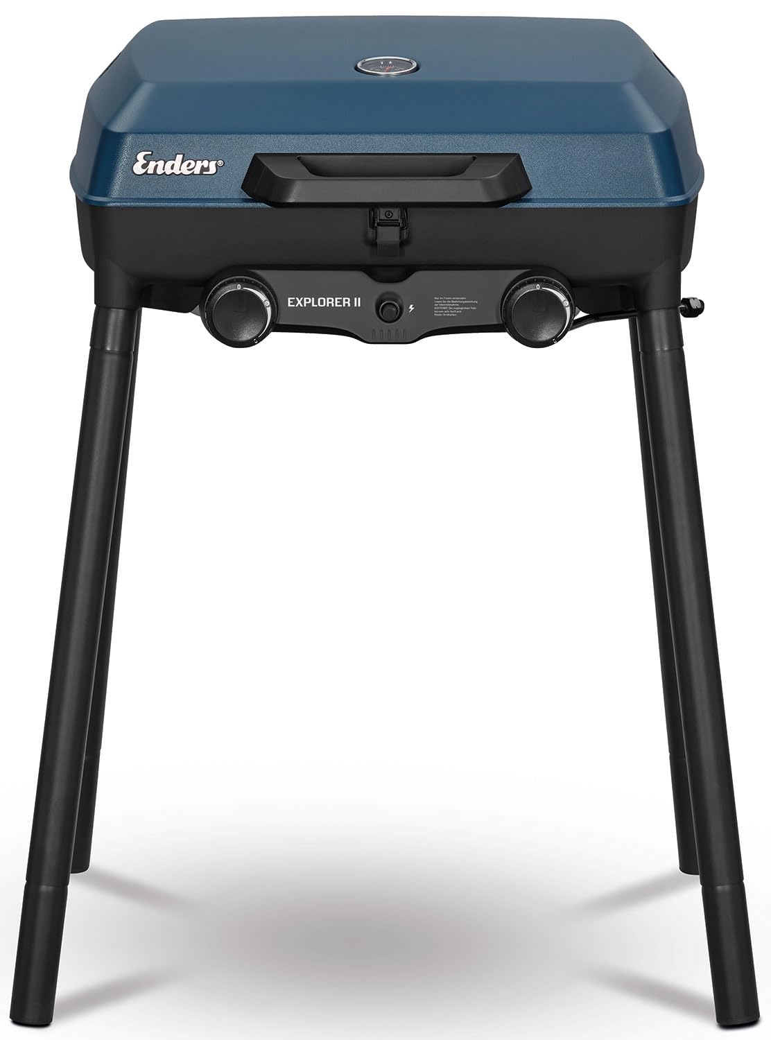 Enders® Camping Gasgrill EXPLORER II, integriertes Grill-Thermometer, Grillen-, Kochen-, Backen Funktion, 2 Brenner Edelstahl, kleiner Balkon-Picknick-Grill