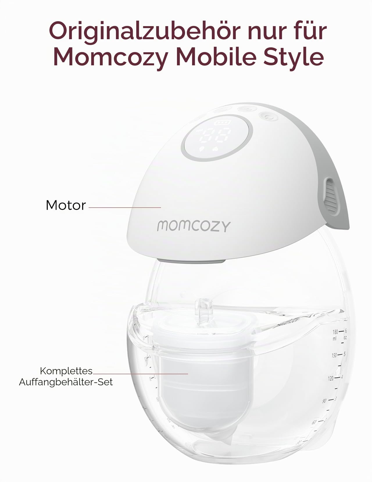 Momcozy Komplettset Auffangbecher nur kompatibel mit Momcozy Mobile Style | M6. Original Mobile Style | Ersatzzubehör für Milchpumpe M6