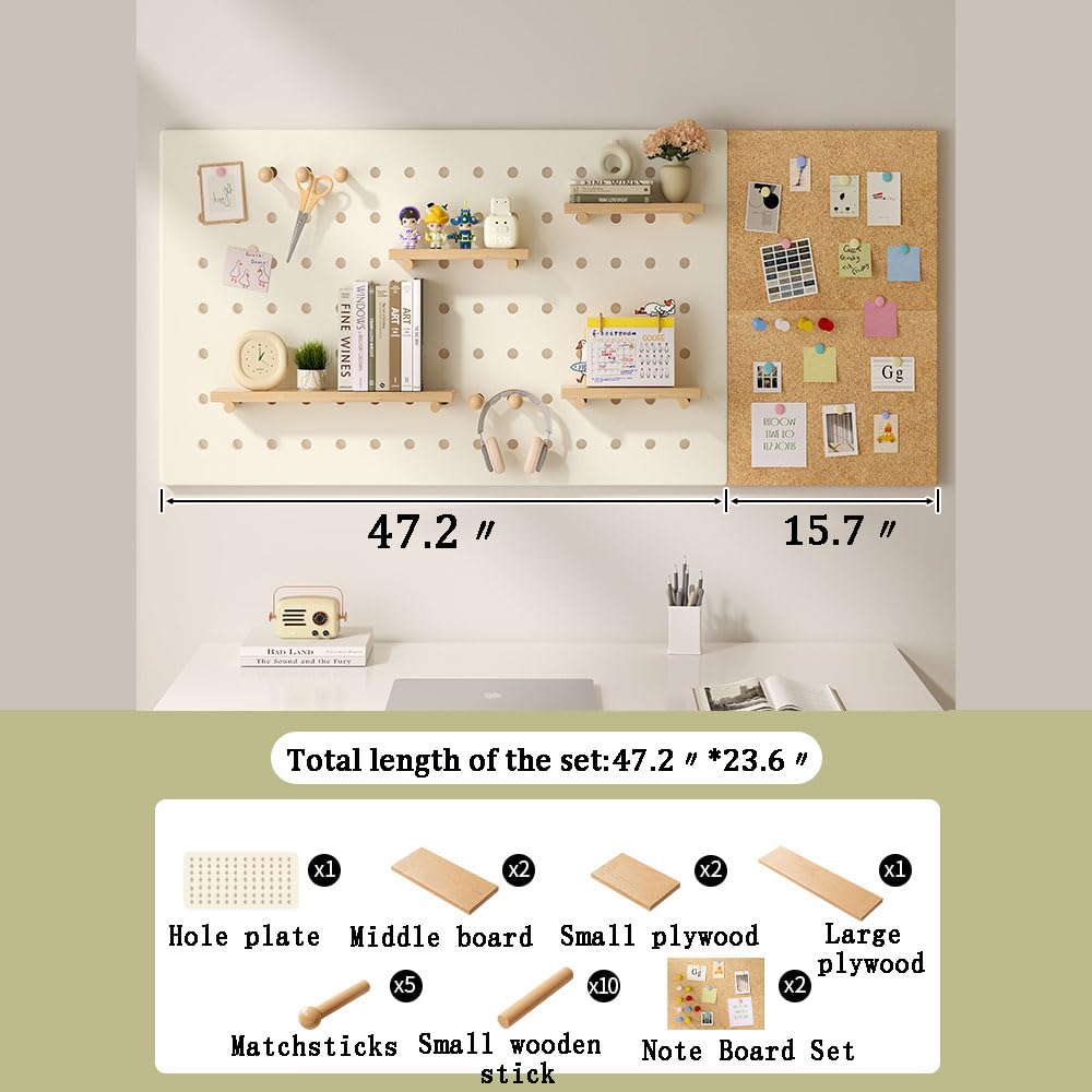 Generisch Stecktafelplatten, Stecktafel aus Holz, Stecktafel für den Schreibtisch mit Aufhängefunktion, DIY-Aufbewahrungs- und Anzeigetafeln, für Schlafzimmer, Garage, Wohnzimmer, Büro (Kombination)