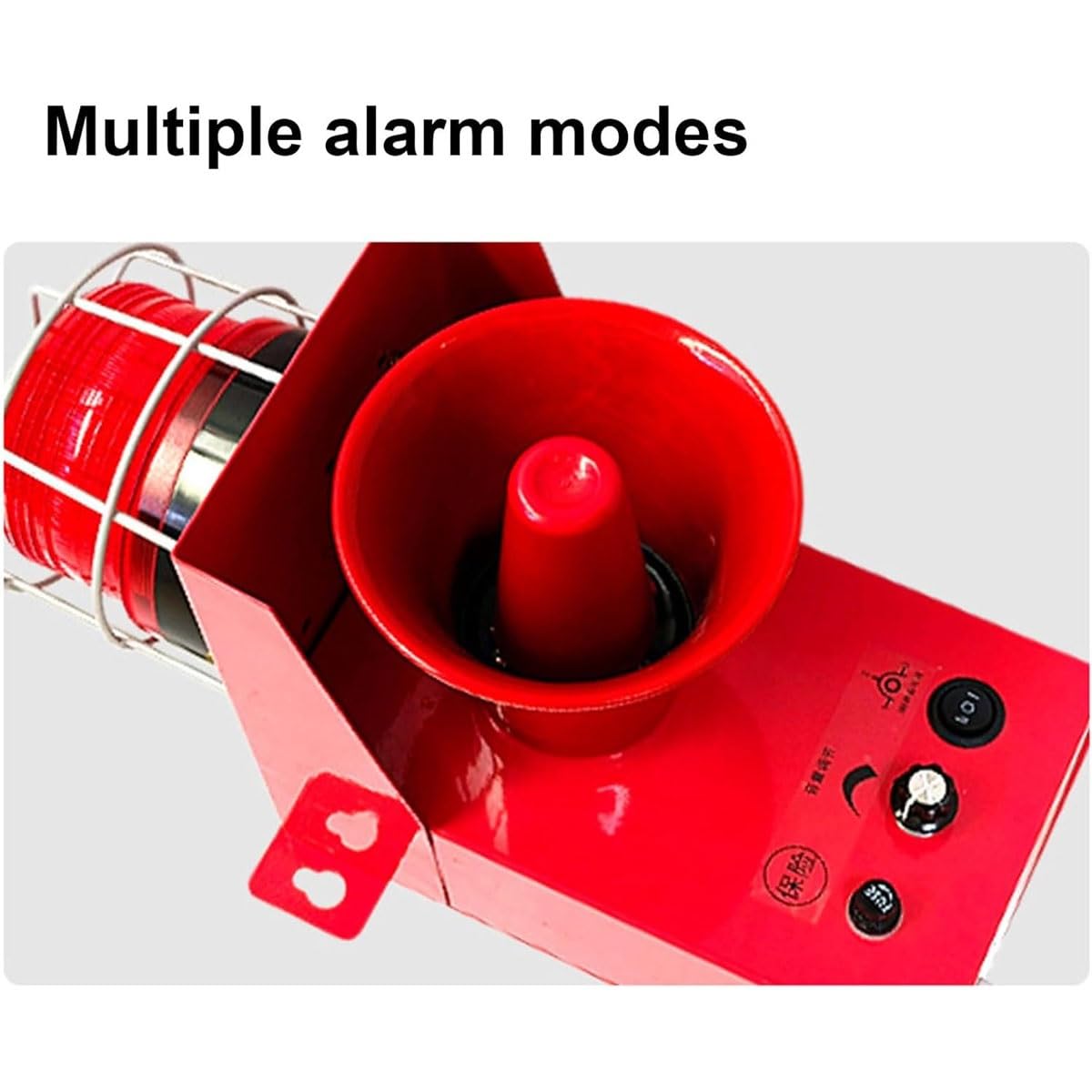 Sirena de Alarma Industrial Sonora y Luminosa, 130 dB, con bocina de Seguridad Tipo Torre, para fábricas y terminales (220 V CA). (DC12V)