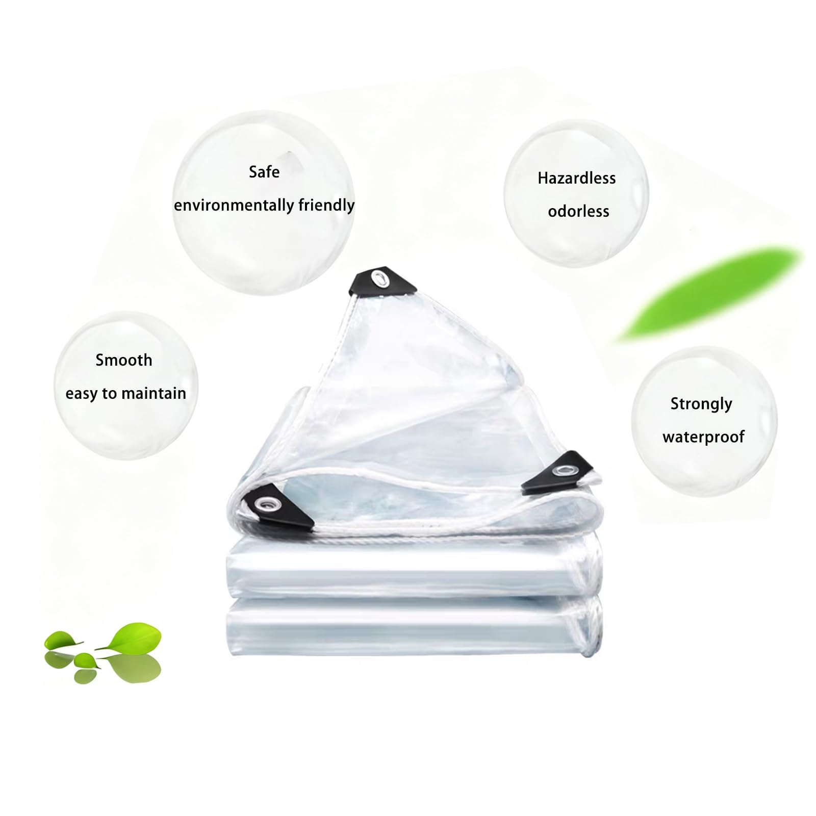 Bâche Transparente 140 x 310 cm Résistant Aux UV et à La Déchirure Bache Plastique Transparente Epaisse avec Œillets pour Pergola, Serre, Poulailler, Piscine, A