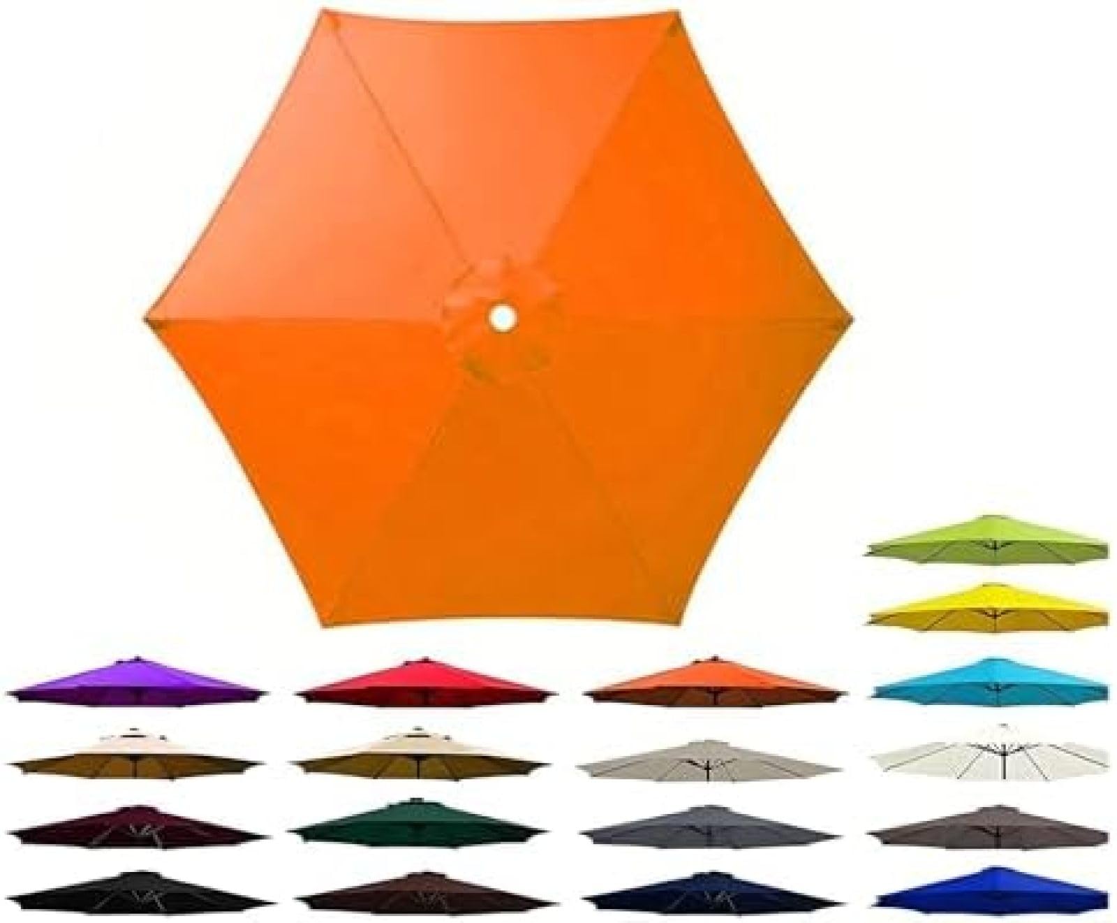 Tela de Repuesto para Sombrilla, 6 Varillas Redonda Resistente al Agua, Tela anti rayos UV para patio y exteriores,Naranja,280 cm